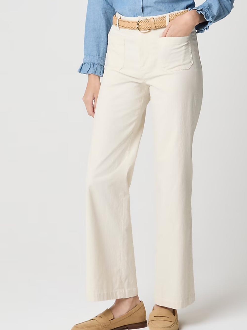 J crew natural Petite Lizzie wide-leg pant